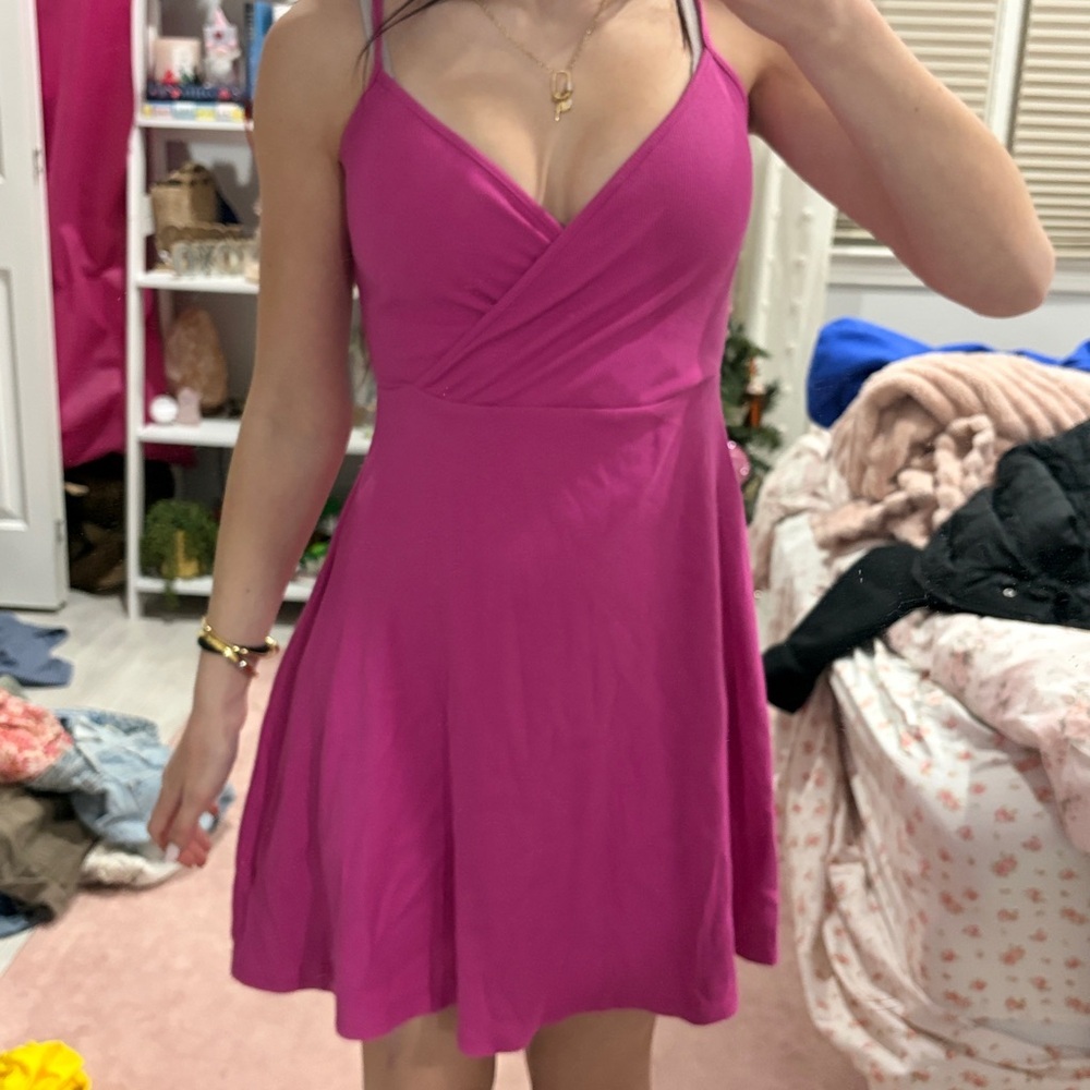 Vibrant Pink Spaghetti Strap Dress​